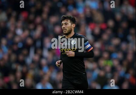 London, Großbritannien. März 2020. David Silva von Man City beim Endspiel um den Carabao Cup zwischen Aston Villa und Manchester City im Wembley-Stadion, London, England am 1. März 2020. Foto von Andy Rowland. Kredit: Prime Media Images/Alamy Live News Stockfoto