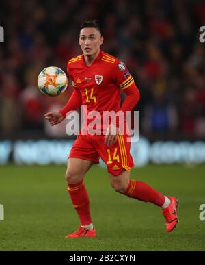 Connor Roberts von Wales während des Qualifikationsspiel zur UEFA Euro 2020 im Cardiff City Stadium. Stockfoto