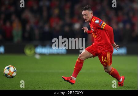 Connor Roberts von Wales während des Qualifikationsspiel zur UEFA Euro 2020 im Cardiff City Stadium. Stockfoto