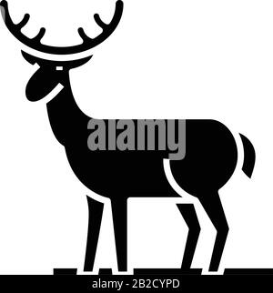 Magic Deer Black Icon, Concept Illustration, Vector Flat Symbol, Glyph Zeichen. Stock Vektor