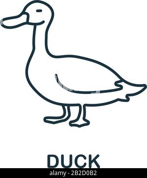 Entensymbol aus der Sammlung von Heimtieren. Einfaches Linienelement Duck Symbol für Vorlagen, Webdesign und Infografiken Stock Vektor