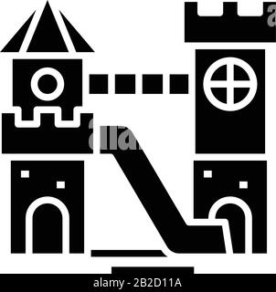 Kinder Entertainment Black Icon, Konzeptabbildung, Vektor-Flat-Symbol, Glyph-Zeichen. Stock Vektor