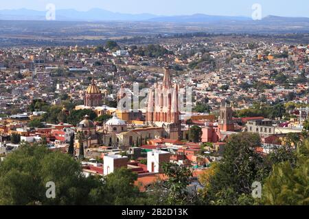 Panoramablick auf San Miguel de Allende, Mexiko Stockfoto