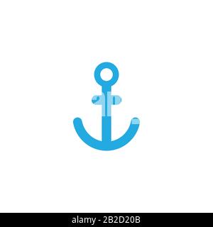 Anchor Nautical Blue Isoliert auf weißem Hintergrund. Symbol für das Ankervektorlogo maritimes Seeschiff - Symbol für die Abbildung Stock Vektor
