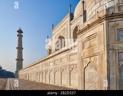 Marmordetails im Taj Mahal, Agra, Uttar Pradesh, Indien Stockfoto