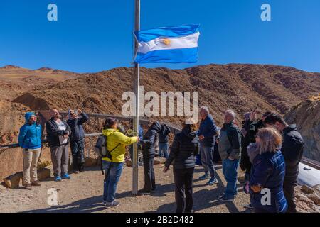 Markt am Viaducto La Polvorilla, 4200 m als, Endstation des "Tren a las Nubes", Provinz Salta, Anden, NW Argentinien, Lateinamerika Stockfoto