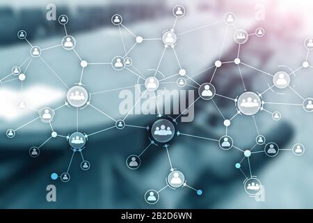 Soziales Netzwerk Struktur. Symbol Menschen. Geschäftliche Verbindungen Konzept. Stockfoto