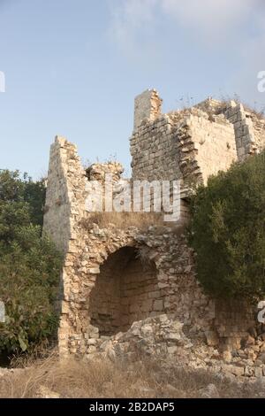 Yekhiam National Park Castle in Israel für Urlaubsreisen Stockfoto