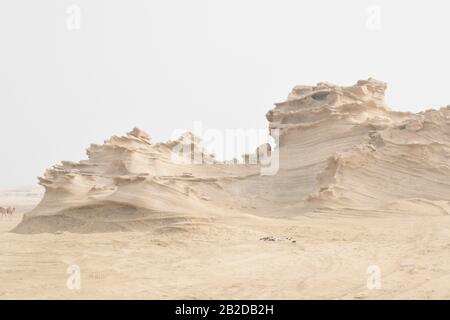 Natürliche Fossile Dünen in Abu Dhabi. Stockfoto