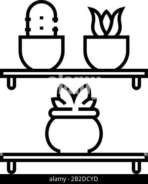 Saftiges Regalsymbol, Konzeptschild, Konturvektorabbildung, lineares Symbol. Stock Vektor