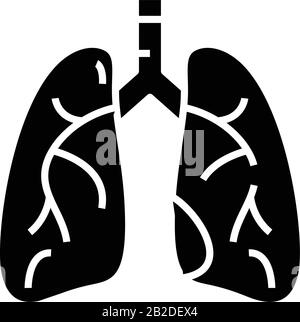 Internes Organ das Symbol der Lunge schwarz, Konzeptdarstellung, Vektor-Flachsymbol, Glyph-Zeichen. Stock Vektor