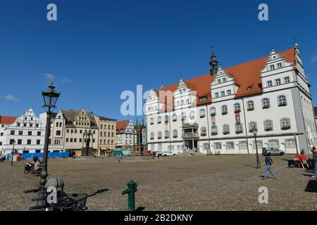 Altes Rathaus, Markt, Lutherstadt Wittenberg, Sachsen-Anhalt, Deutschland Stockfoto