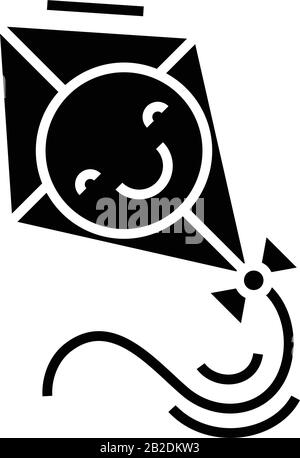 Kite Black Icon, Konzeptabbildung, Vektor-Flat-Symbol, Glyph-Zeichen. Stock Vektor