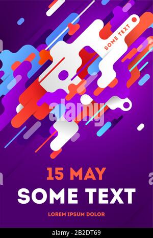 Flyer oder Poster minimalistisches Flachdesign. Moderner diagonaler abstrakter Hintergrund mit geometrischen Elementen Stock Vektor