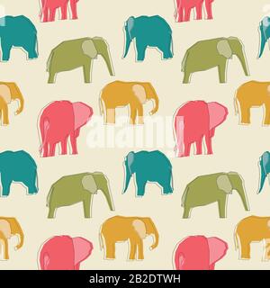 Vector Elephants nahtloser Hintergrund. Stock Vektor