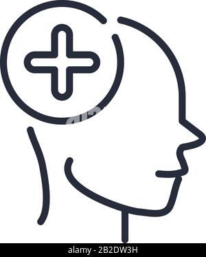 Alzheimers Krankheit neurologisches Gehirn medizinische Vektor-Illustration Linien-Symbol Stock Vektor