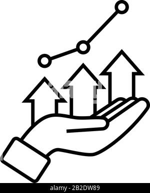 Unterstützung von Symbol für steigende Linien, Konzeptzeichen, Konturvektorabbildung, lineares Symbol. Stock Vektor