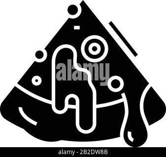 Hot Pizza Black Symbol, Konzeptabbildung, Vektor-Flachsymbol, Glyph-Zeichen. Stock Vektor