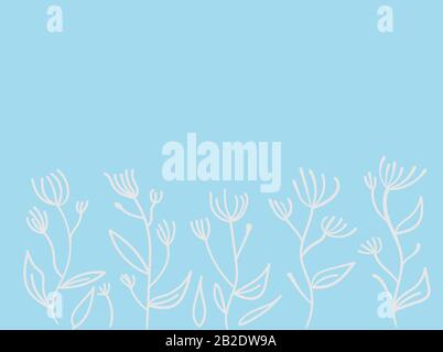 Vintage-Symbol mit weißem Löwenzahn auf blauem Hintergrund. Abstrakter Naturhintergrund. Sommerwerk. Symbol "Löwenzahn". Himmelblau. Botanischer Vektor-Jahrgang Stock Vektor