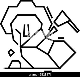Symbol für die Steinschnitzlinie, Konzeptschild, Konturvektorabbildung, lineares Symbol. Stock Vektor