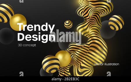 Abstrakter Hintergrund mit 3D-geometrischen Formen. Modernes Coverdesign. Vektor-realistische Abbildung Stock Vektor