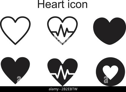 Herzsymbol Vorlage schwarz Farbe editierbar. Herzo-Symbol Flache Vektorgrafiken für Grafik- und Webdesign. Stock Vektor