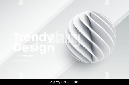 Papier geschnitten 3D realistische Schichtkugel. Designelement für Präsentationen, Webseiten, Poster und Flyer. Vektordarstellung Stock Vektor