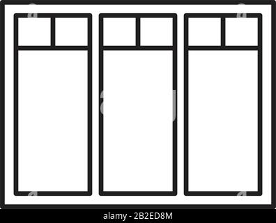 Fenstersymbol Vorlage schwarz editierbar. Fenstersymbol Symbol flache Vektorgrafik für Grafik- und Webdesign. Stock Vektor