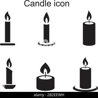 Kerzensymbol Vorlage schwarz Farbe editierbar. Kerzensymbol Flat Vector Illustration für Grafik- und Webdesign. Stock Vektor