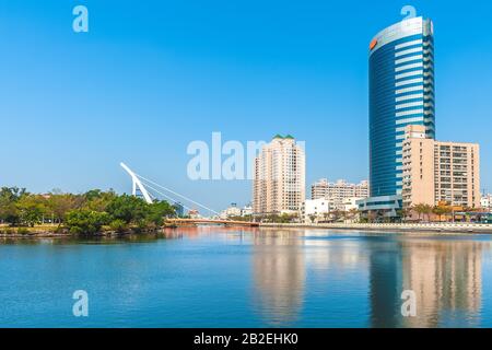 Landschaft von Tainan Kanal und die Skyline der Stadt Stockfoto