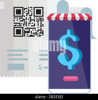 QR-Code-Papier und Smartphone-Vektordesign Stock Vektor