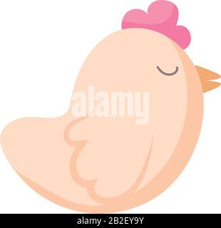 Süßes kawaii Hähnchen Cartoon Design, Tierzoo Leben Natur Charakter Kindheit und schmückendes Thema Vektor-Illustration Stock Vektor