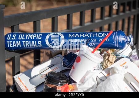 Atlanta, USA, 29. Februar 2020 Start- und Ziellinie beim U.S. Olympic Team Trials Marathon. Stockfoto