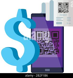 QR-Code-Papier und Smartphone-Vektordesign Stock Vektor