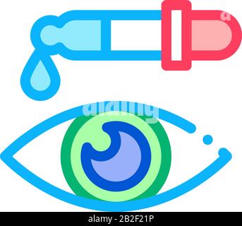 Pipettensymbol "Augenmedicine" - Dünner Linienvektor Stock Vektor