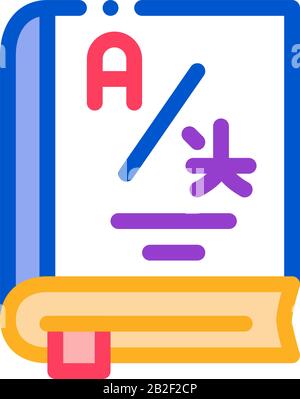 Symbol Für Wörterbuch Oder Bildungsbuch - Dünner Linienvektor Stock Vektor