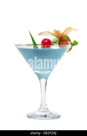 Glas frischen Cocktail auf weißem Hintergrund Stockfoto