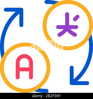 Pfeilsymbol Für Sprachübersetzung - Dünner Linienvektor Stock Vektor