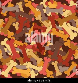 Seamless bone pattern silhouette in different colors on a brown background. Vector image Stock Vektor