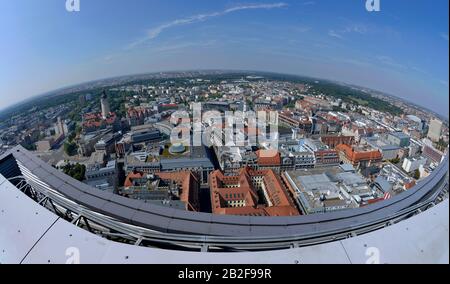 Panorama, Ausssichtsplattform City-Hochhaus Leipzig, Sachsen, Deutschland Stockfoto