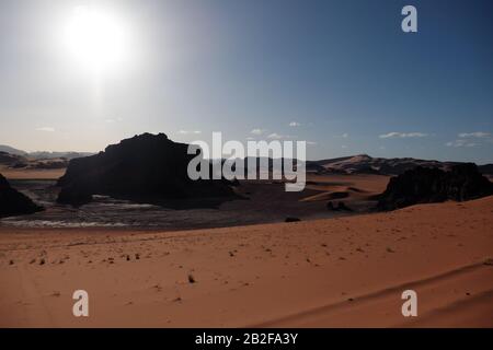 Abenteuer in Tassili n'Ajjer, UNESCO-Weltkulturerbe in Südalgerien Stockfoto