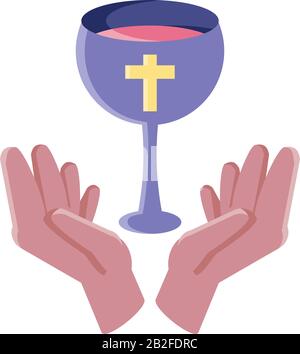 Eucharistie-Symbole für die Illustration von Brot und Wein Stock Vektor