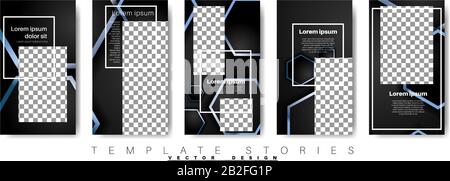 Trendige, bearbeitbare Vorlage für Geschichten in sozialen Netzwerken, Vektorgrafiken. Gestalten Sie Hintergründe für soziale Medien. Stock Vektor