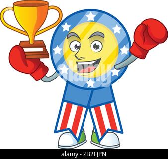 Super Cool Boxing Gewinnerin der US-Medaille im Maskottchen Cartoon-Design Stock Vektor