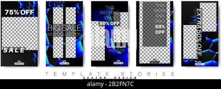 Trendige, bearbeitbare Vorlage für Geschichten in sozialen Netzwerken, Vektorgrafiken. Gestalten Sie Hintergründe für soziale Medien. Stock Vektor