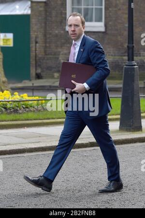 Gesundheit Sekretärin Matt Hancock kommt für eine Kabinettssitzung am 10 Downing Street, London. Stockfoto