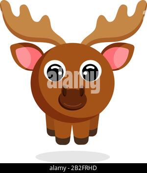 Niedliche Moose Vektorgrafiken. Flaches Design. Isolierte Darstellung auf weißem Hintergrund Stock Vektor