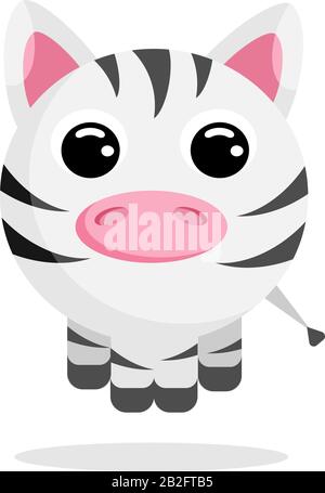 Zebra im flachen Vektorbild. Cartoon-Charakter. Abbildung des flachen Vektormaterials auf weißem Hintergrund Stock Vektor