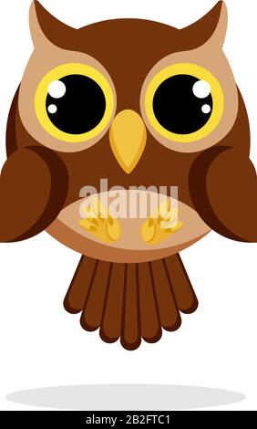 Eule im flachen Vektorbild. Cartoon-Charakter. Abbildung des flachen Vektormaterials auf weißem Hintergrund Stock Vektor