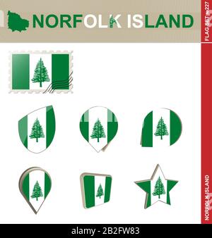 Norfolk Island Flag Set, Flag Set #227. Vektor. Stock Vektor